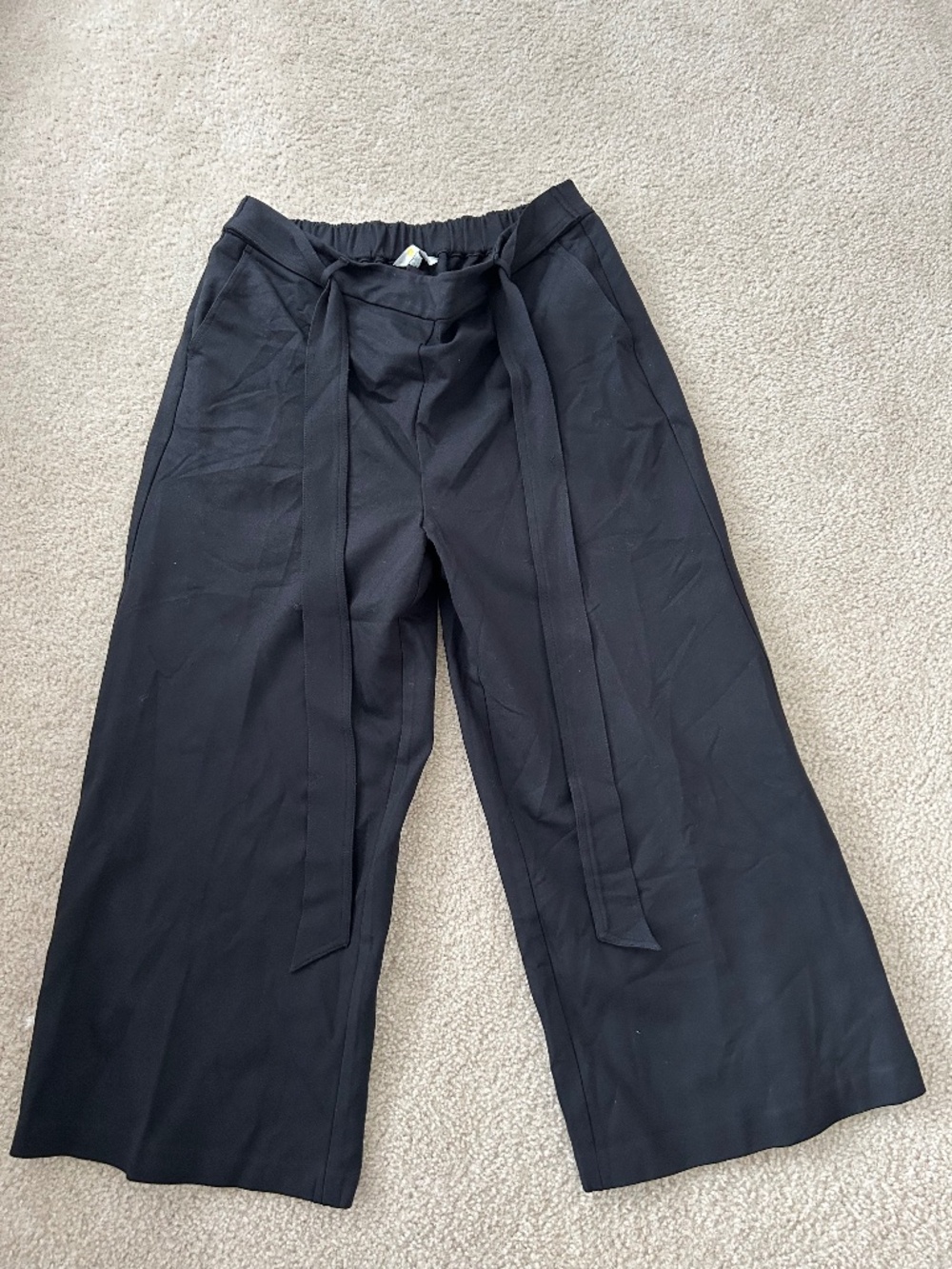 Jersey Pull-On Black Culottes with Belt Tie by Boden Sz US 12R